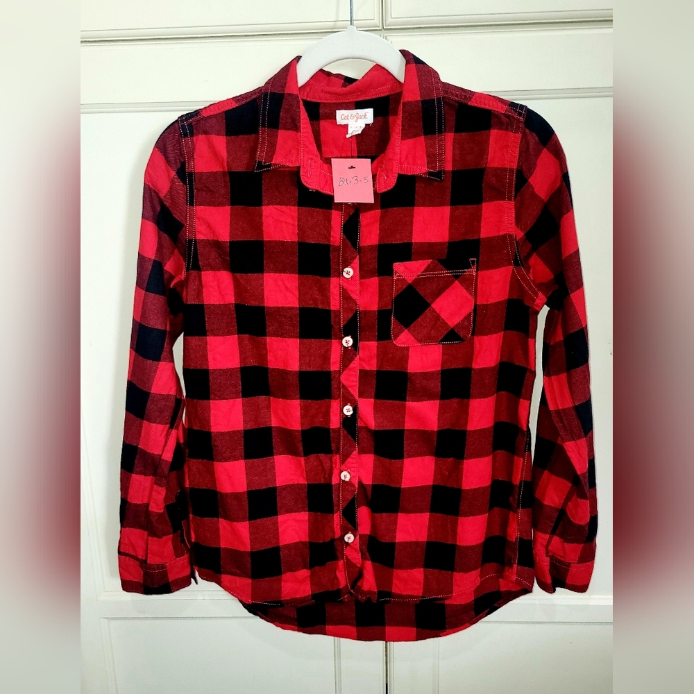 Cat & Jack Red and Black Plaid Shirt